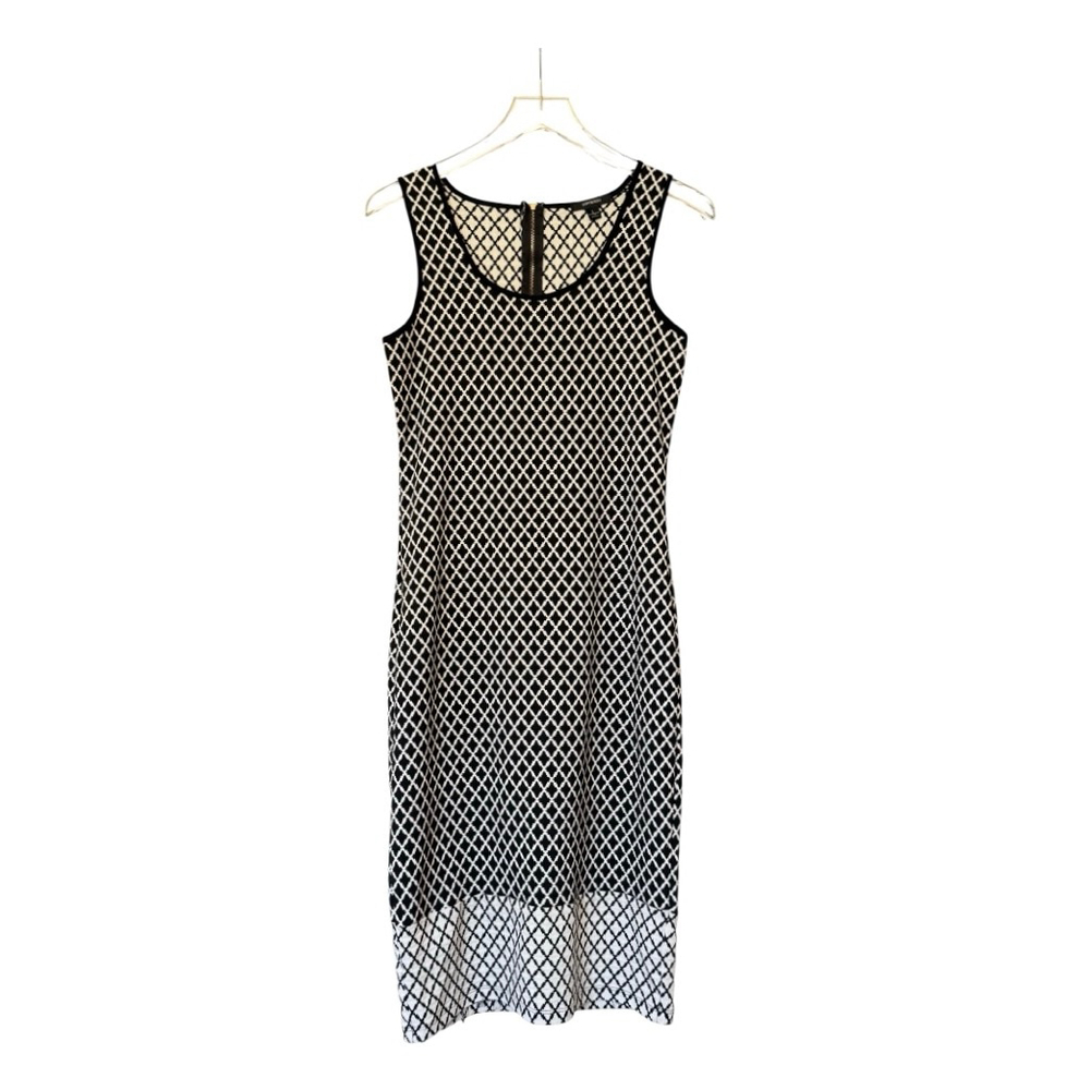Espresso Sleeveless Geometric Print Sheath Dress Black White Size L